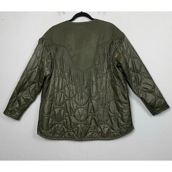 MOTHER The Tip Off Fringed Faux Suede Quilted Shell Jacket Size XS NWOT - Picture 10 of 16